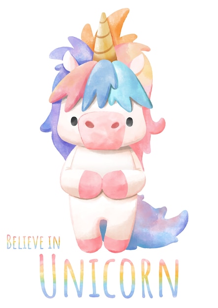 Download Unicorn, watercolor unicorn on white background. | Premium ...