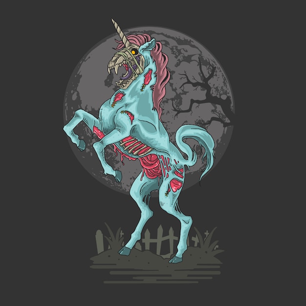 Premium Vector | Unicorn zombie nightmare illustration