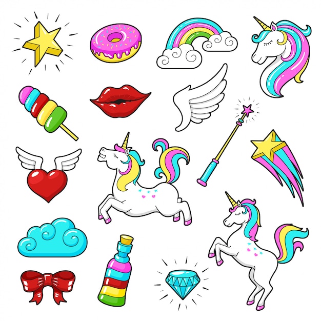 Unicorns icon set Vector | Premium Download