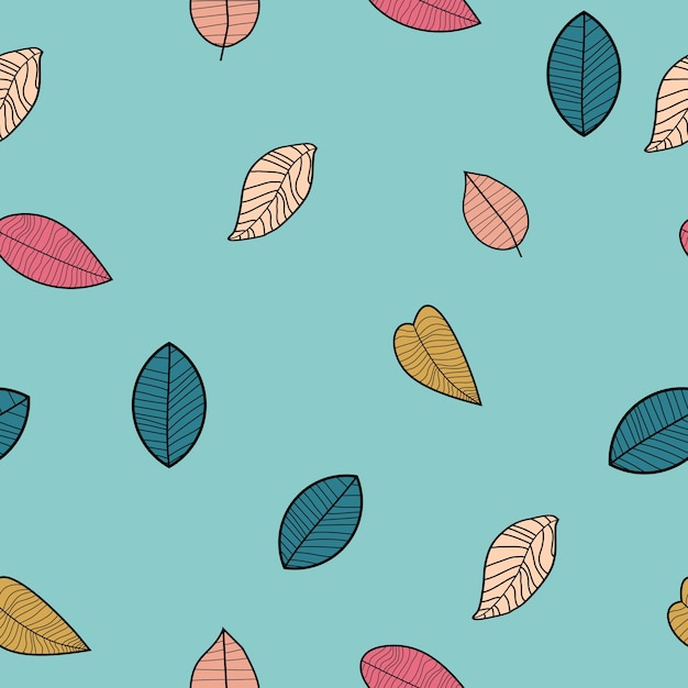 Premium Vector Unique Hand Drawing Falling Leaves Seamless Pattern