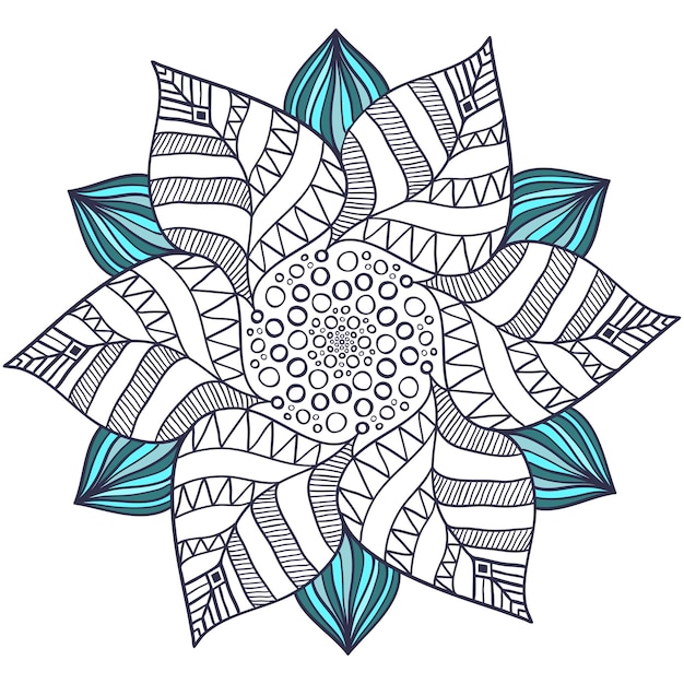 Download Unique mandala vector in floral style. circle zentangle ...