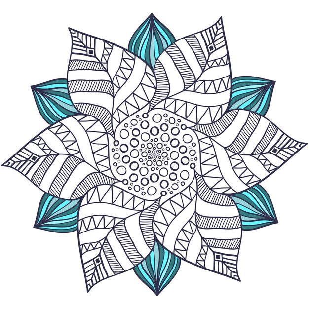 Download Unique mandala vector in floral style. circle zentangle for coloring book pages. round ornament ...