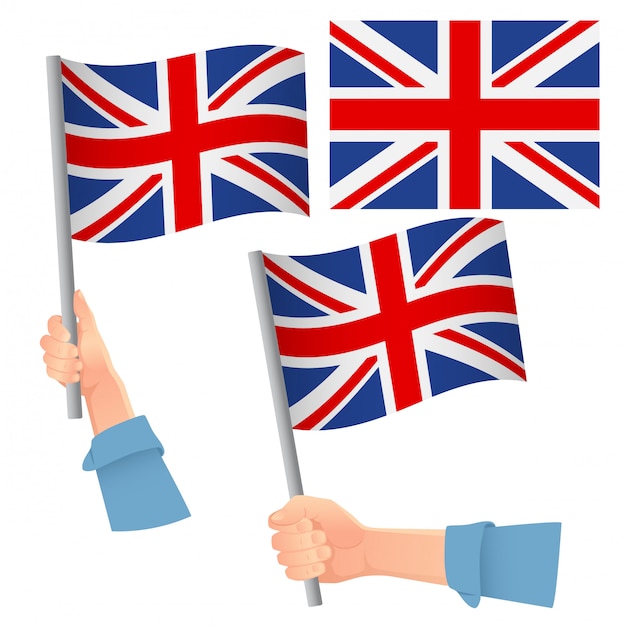 Download United kingdom flag in hand set | Premium Vector