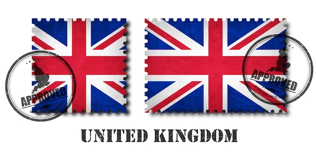United kingdom of great britain flag pattern postage stamp Premium Vector