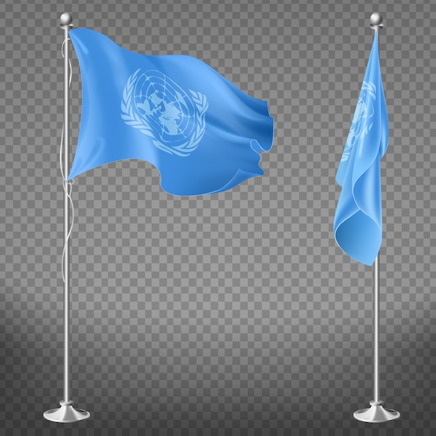 Download United nations organization flag on flagpole set isolated ...