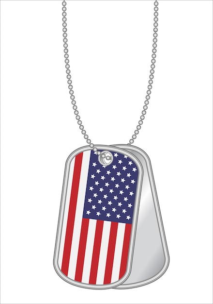 United states of america flag on a steel dog tag Premium Vector