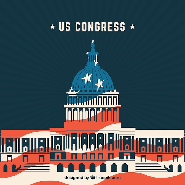 Free Vector United States Congress Building In Flat Style