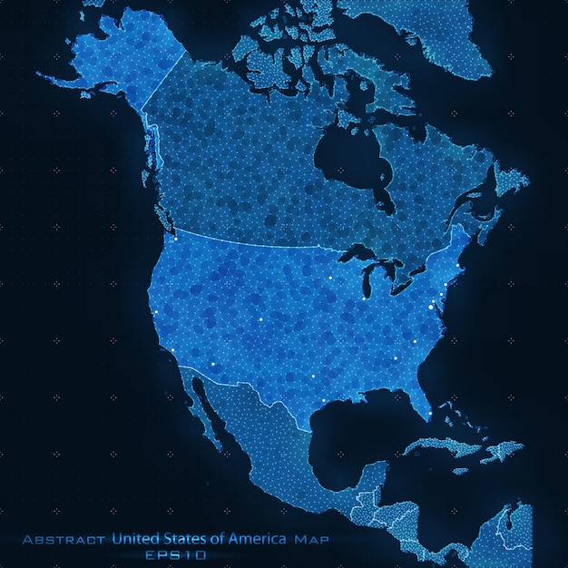 United States of America abstract map. Highlighted USA