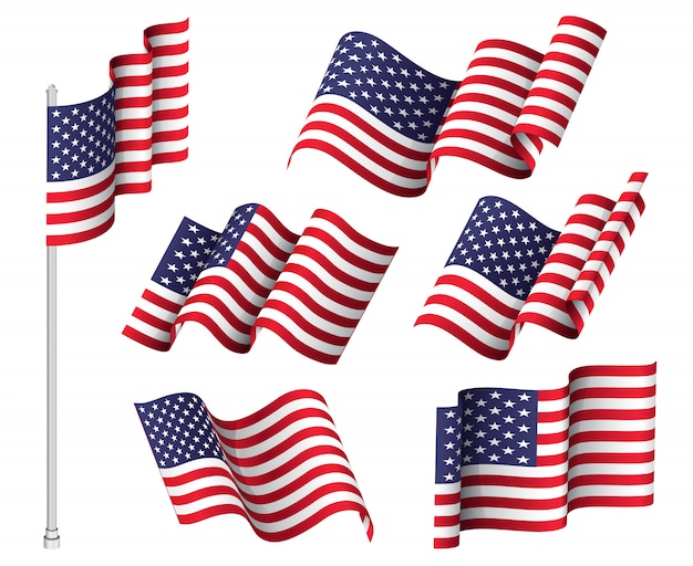 Download United states patriotic national symbol flag set | Premium ...