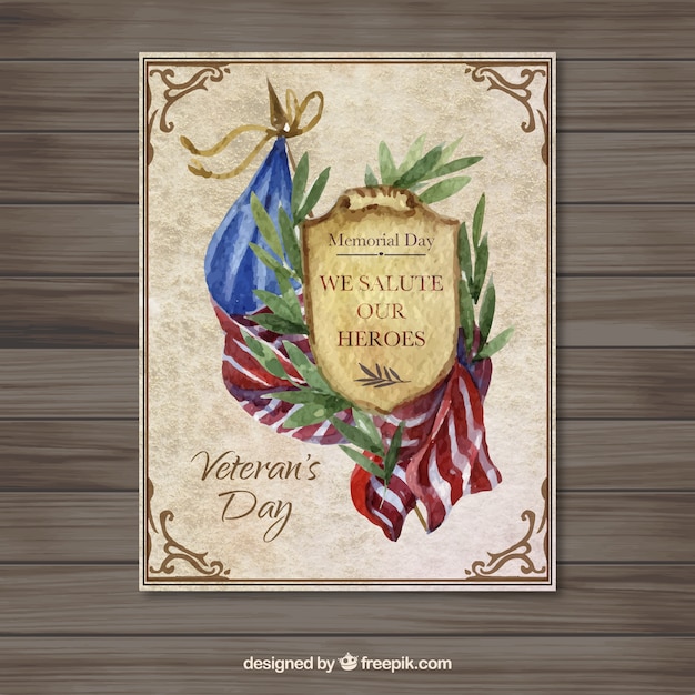 United States Watercolor Veteran Day
Card