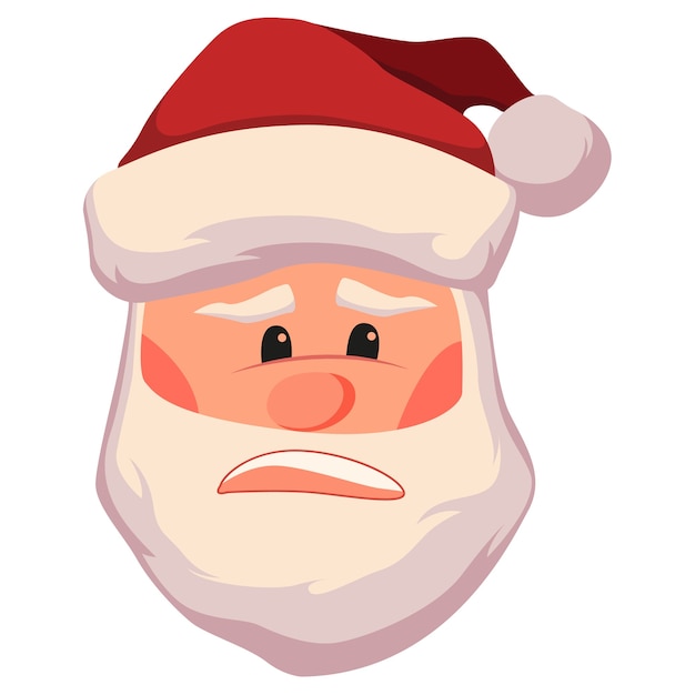 不愉快に驚いて動揺したサンタクロースの顔のイラスト クリスマスサンタクロースの頭 プレミアムベクター