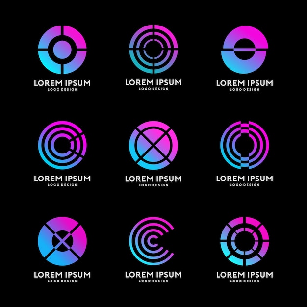 Premium Vector Unusual Round Logo Design Vector Set