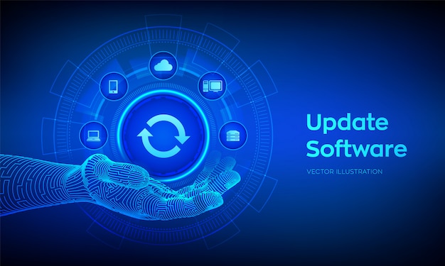 仮想画面のソフトウェアイラストをアップグレードする プレミアムベクター