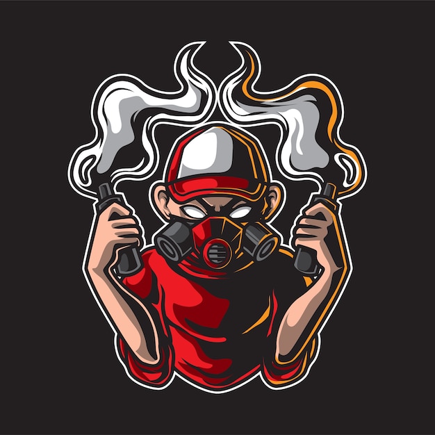 Premium Vector | Urban boy with a gas mask