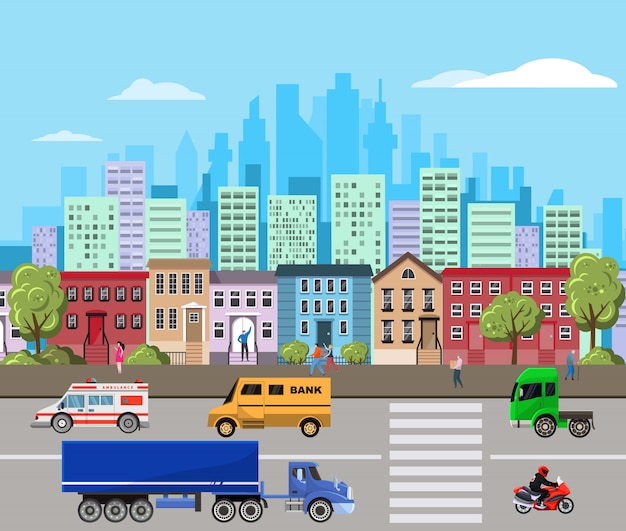 Premium Vector | Urban landscape illustration with modern city ...