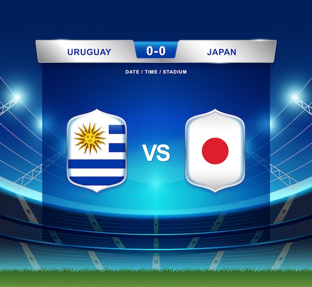 Premium Vector Uruguay vs japan scoreboard broadcast football copa