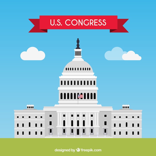 Us congress building with flat design | Free Vector