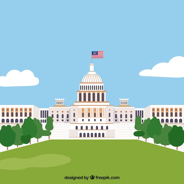 Free Vector | Us congress building with flat design