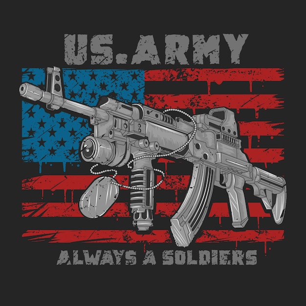 Download Usa america gun weapon ak-47 with usa flag and grunge ...