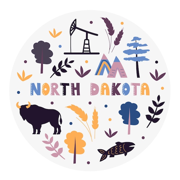 Premium Vector | Usa collection. vector illustration of north dakota ...