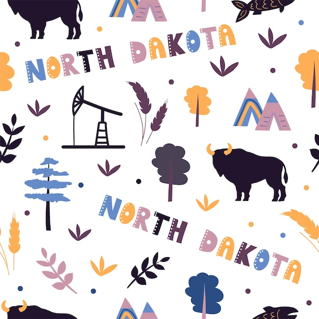 Premium Vector | Usa collection. vector illustration of north dakota ...