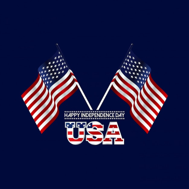 Download Usa day with usa waving flag | Premium Vector