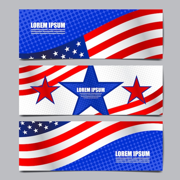 Premium Vector | Usa flag banner, layout template design