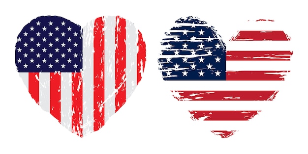 Download Premium Vector | Usa flag heart in grunge style