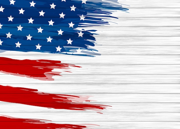 Premium Vector | Usa flag paint brush on white wood background