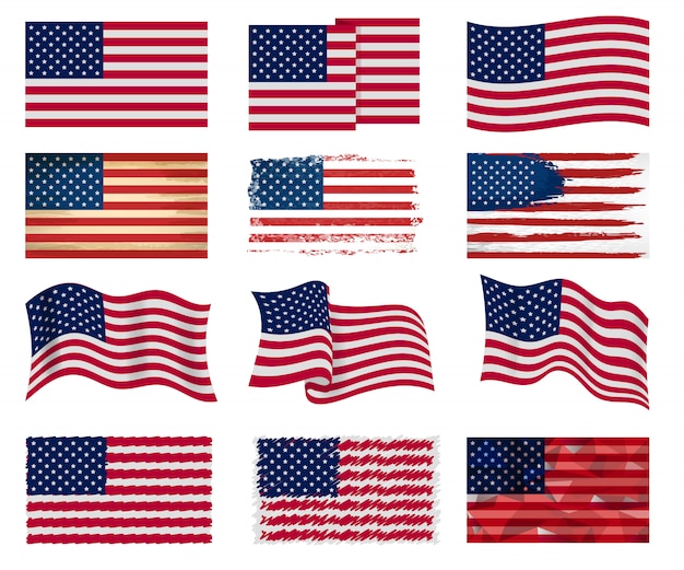 アメリカ国旗ベクトル星条旗イラストとアメリカ合衆国の国民記号 プレミアムベクター