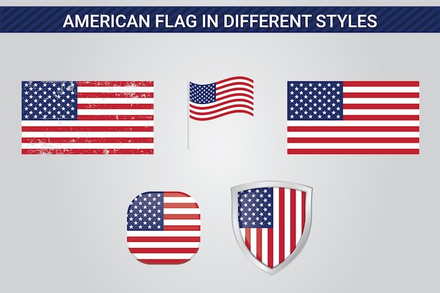 Usa Flag Vector Icon Set Premium Vector