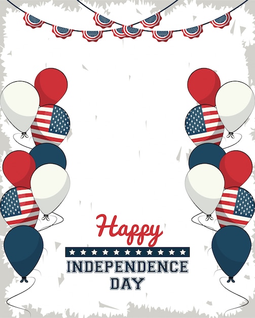 Premium Vector | Usa independence day card with cartoons