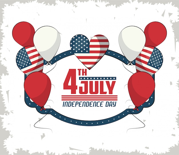 Premium Vector | Usa independence day card with cartoons