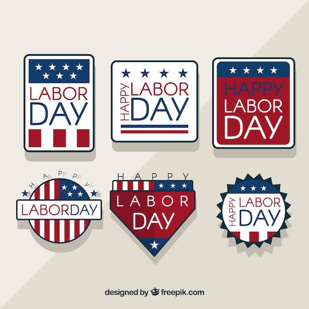 Usa labor day badge collection with vintage\
style
