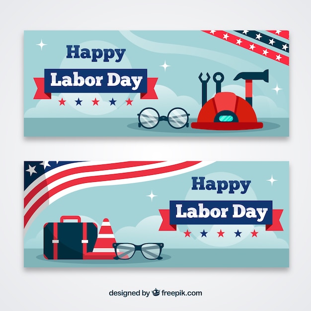 Usa labor day banners with flat design