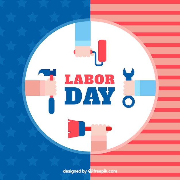 Usa labor day composition with flat\
design