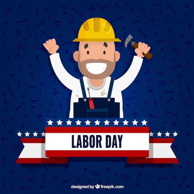 Usa labor day concept with happy worker