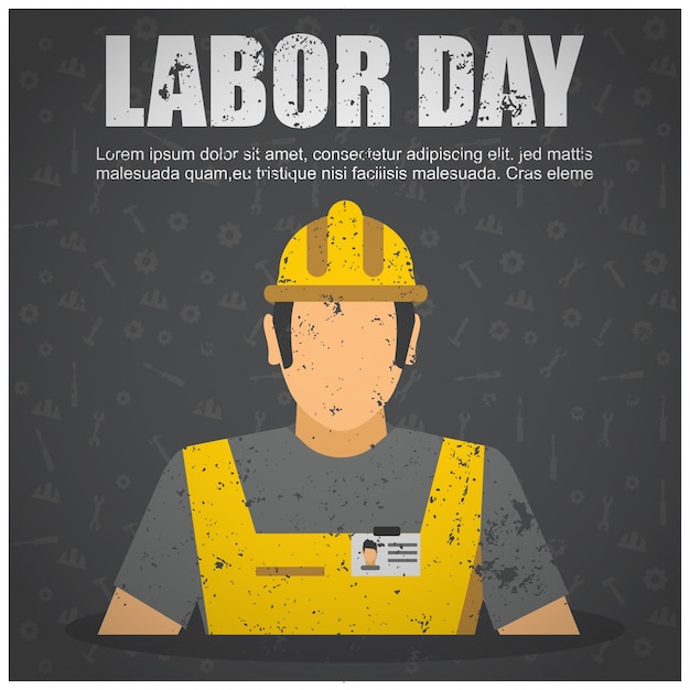 Usa labor day design with dirty worker