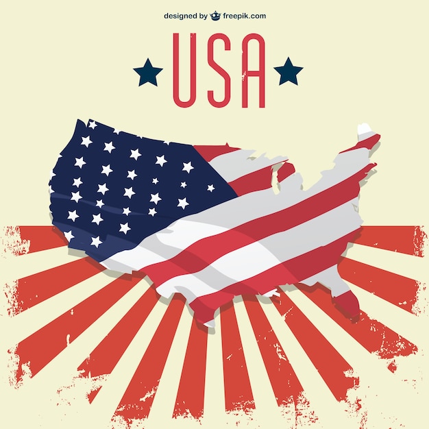 USA map with flag