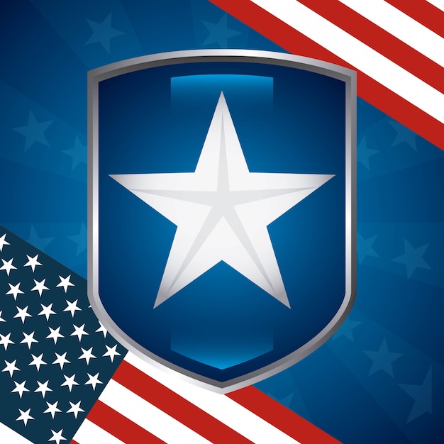 Download Usa star in shield with american flag design Vector | Free ...