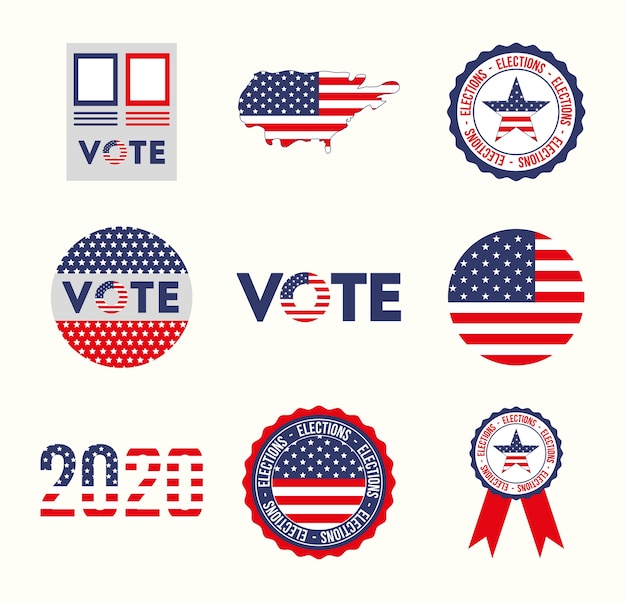 Premium Vector | Usa and vote icon set design, president election ...