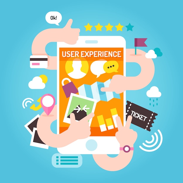 User experience design with hands Vector Free Download