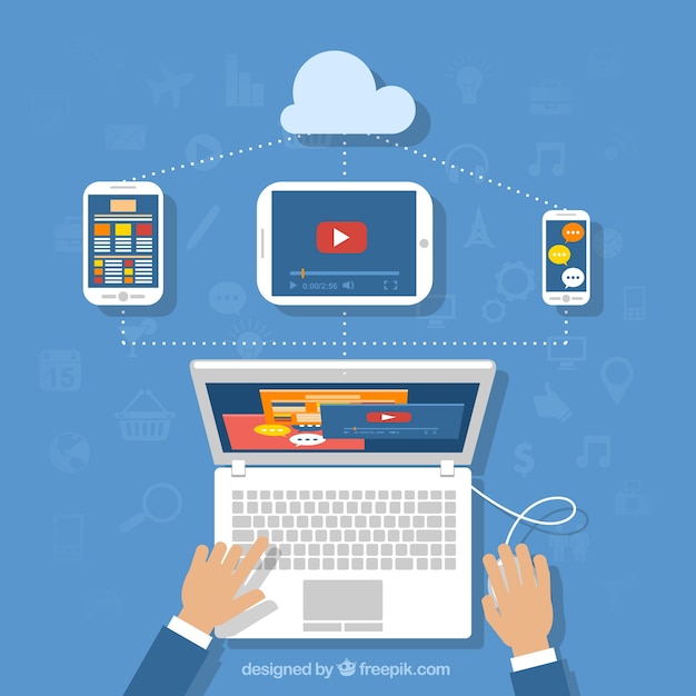 User experience with a laptop Free Vector User experience with a laptop Free Vector