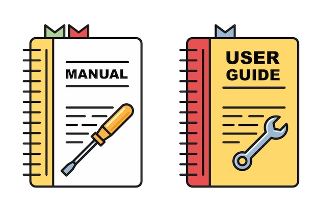 Premium Vector | User guide book - manual or instructions icons, spiral ...