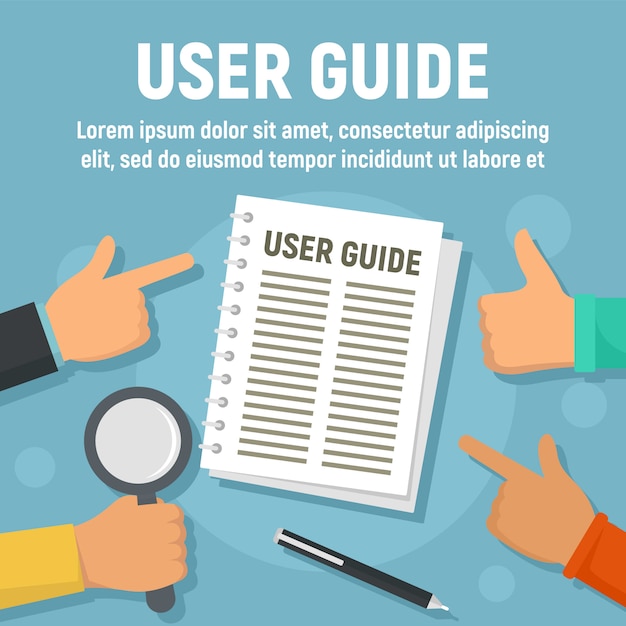 User guide paper template, flat style Premium Vector