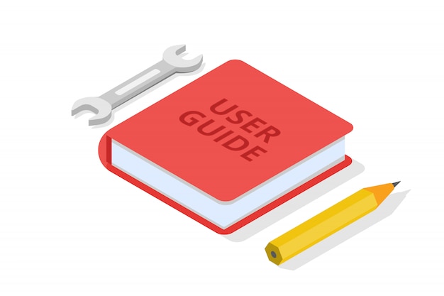 user-manual-guide-instruction-guidebook-handbook-isometric-concept