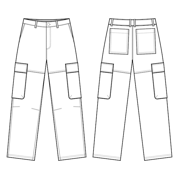 Utility cargo pants fashion flats | Premium Vector