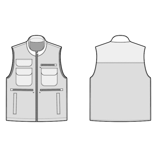 Utility vest fashion flats template | Premium Vector