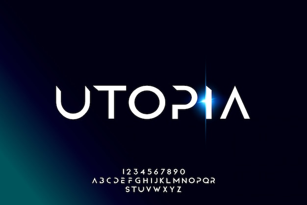 Utopia, an abstract futuristic alphabet font with technology theme ...