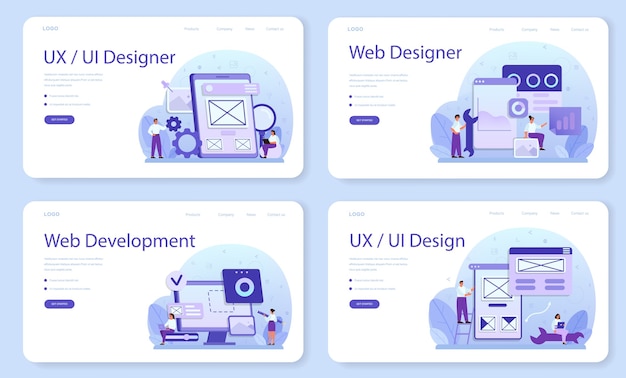 Premium Vector Ux Ui Designer Web Banner Or Landing Page Set